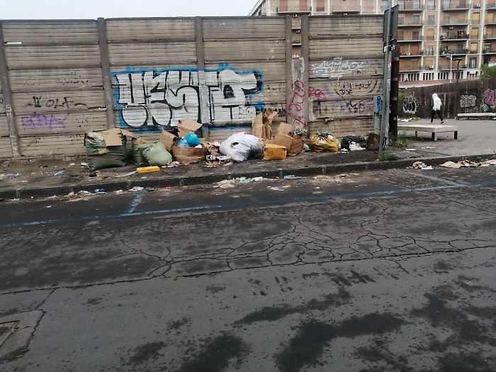 Catania via archimede erbacce e immondizia