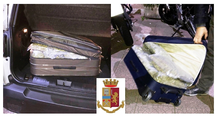 Gelesi arrestati  dopo lo sbarco a Messina: nel trolley avevano 20 kg di droga