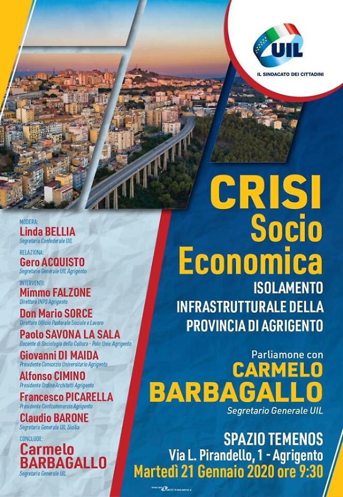 Crisi socio economica nell'agrigentino, Carmelo Barbagallo ad Agrigento
