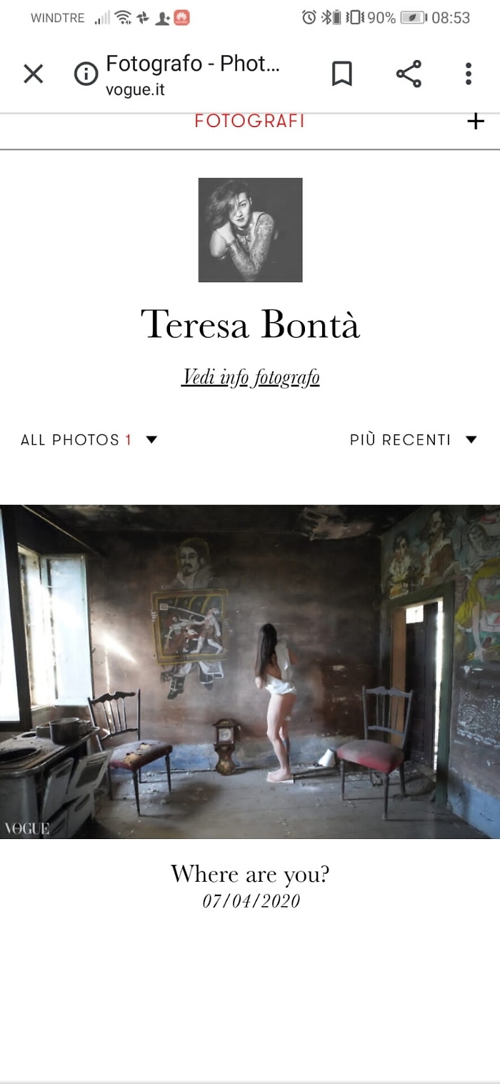 Coronavirus, uno scatto di Teresa Letizia Bontà sul magazine Vogue