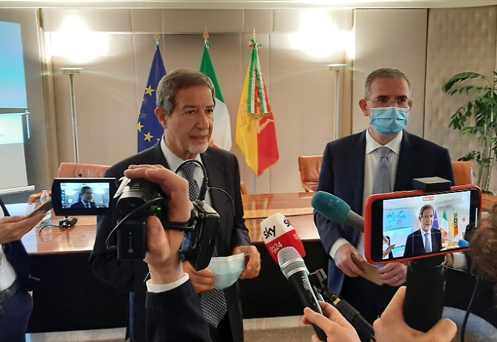 La conferenza stampa di Musumeci e Falcone