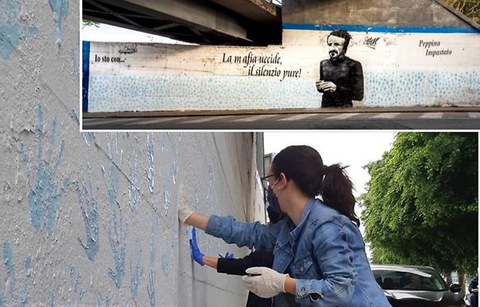 Catania, completato il ripristino del murales per Peppino Impastato