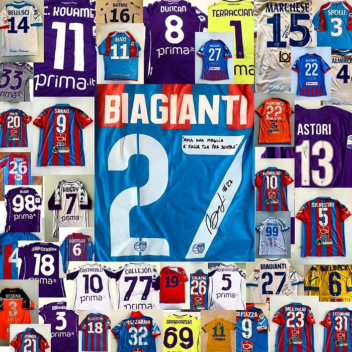 Biagianti, con le maglie all'asta raccoglie oltre 7 mila euro per il  Banco alimentare