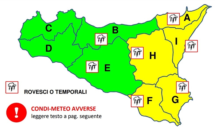 Meteo, temporali e raffiche di vento: parte della Sicilia è "gialla"