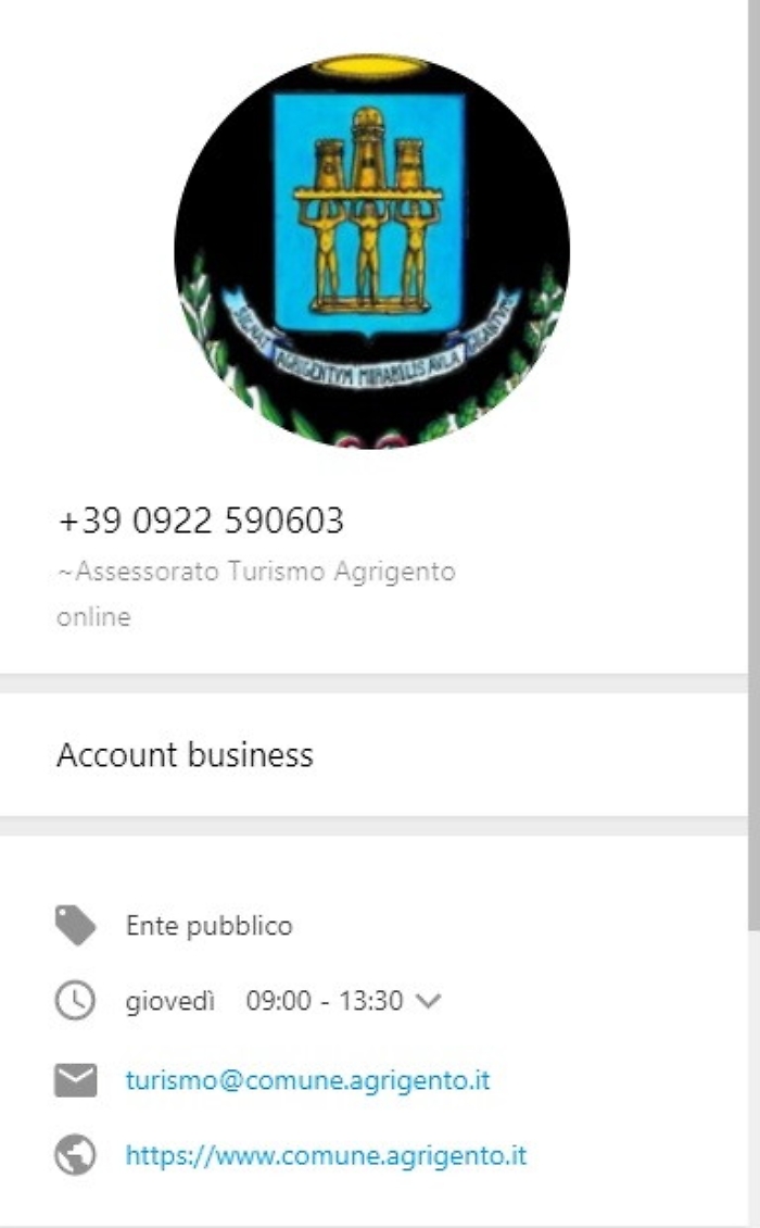 Accoglienza turistica Agrigento: servizio WhatsApp attivo al numero 0922 590603