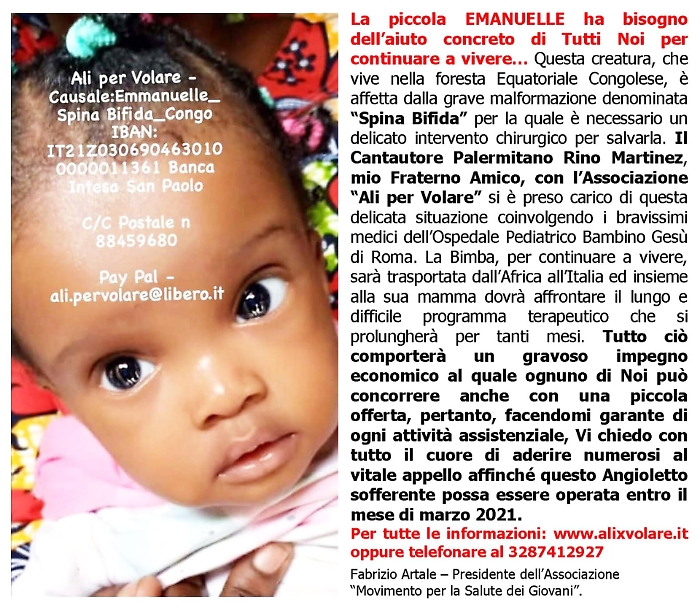 Associazione “Ali per Volare”: Un aiuto per la piccola Emanuelle