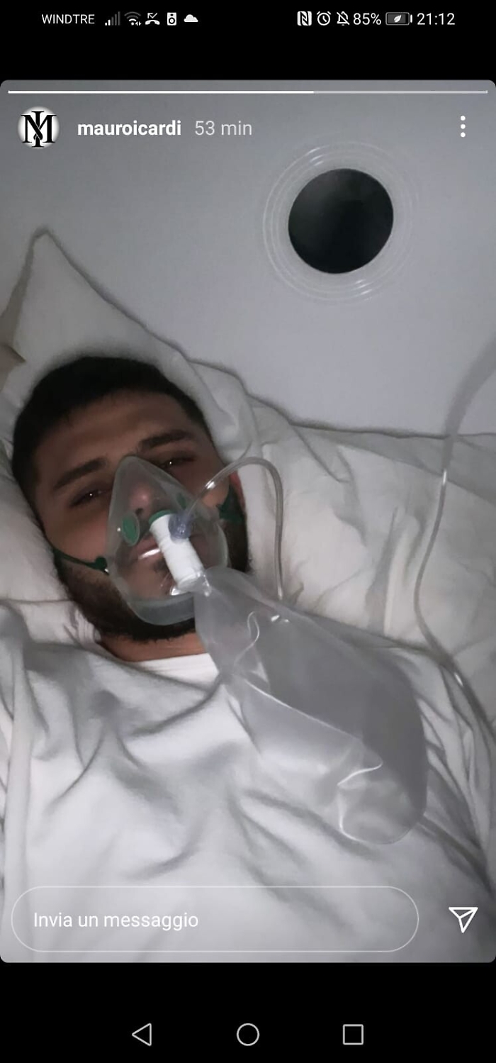 Mauro Icardi con mascherina e ossigeno mette paura ai suoi fan