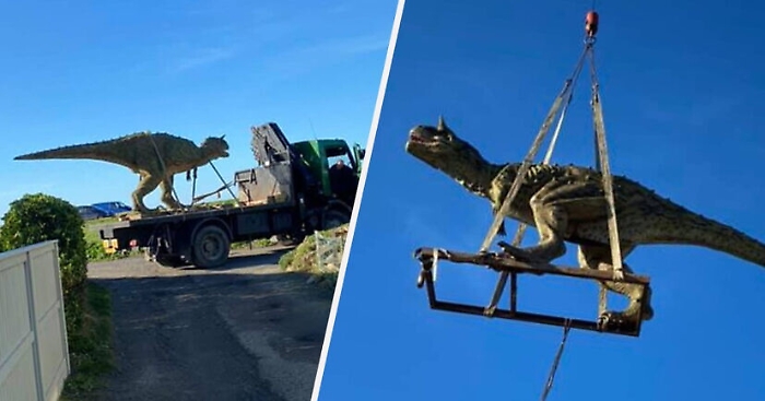 Ordina un dinosauro per il figlio: gli recapitano una statua di 2 tonnellate