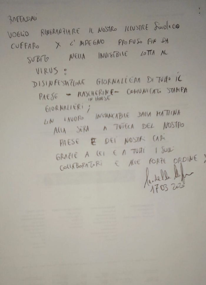 Raffadali (Ag): i cittadini ringraziano il sindaco