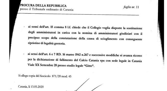 Catania calcio, ecco perch&eacute; la Procura ha chiesto il fallimento del club