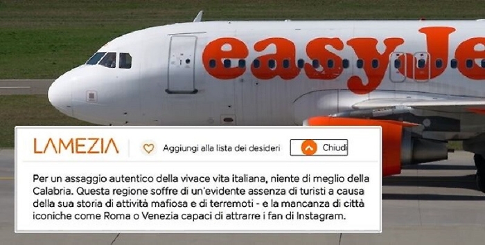 Il post di Easyjet  scatena la polemica: &laquo;La Calabria terra di mafia&raquo;