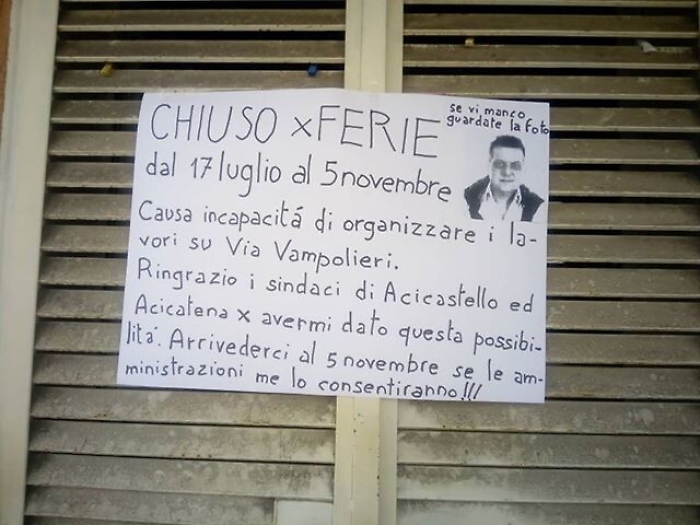 Acicastello, via Vampolieri: un commerciante "ringrazia"