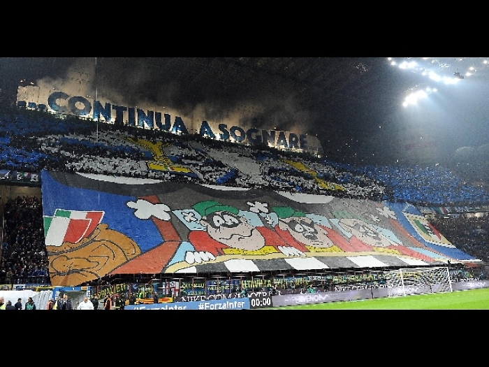 Curva Inter contro l'Atalanta a San Siro
