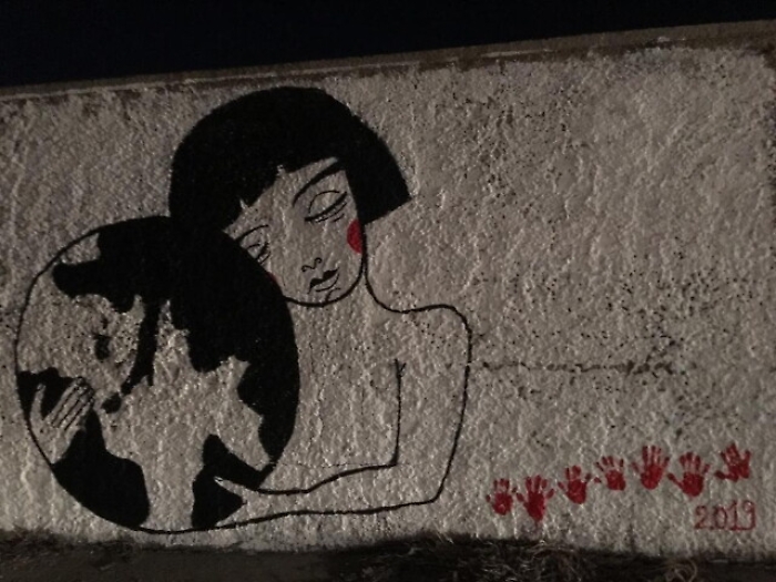 Scritta anti Carola, disegno la cancella