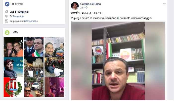 De Luca e i suoi post sui social dopo l'arresto, utenti divisi