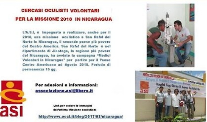 Cercansi oculisti volontari per missione in Nicaragua