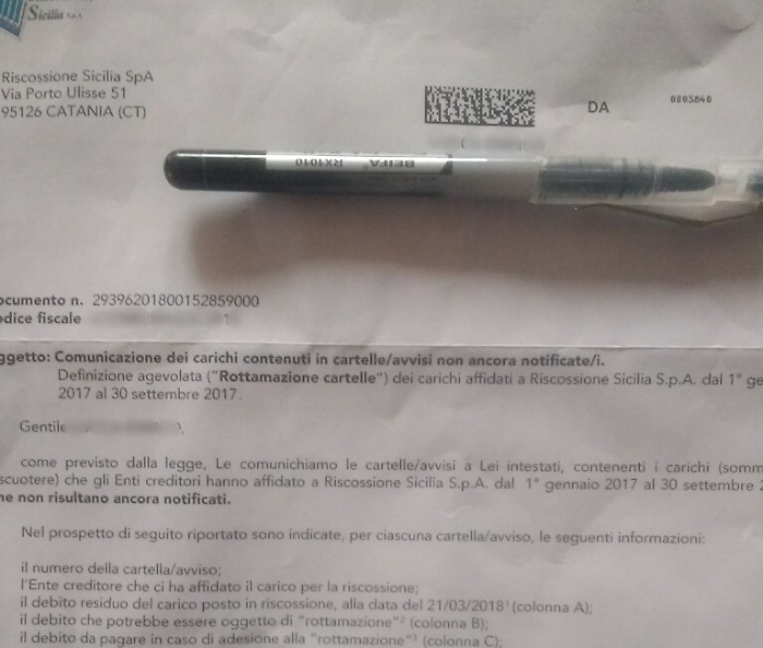 Il contribuente indignato per i metodi di Riscossione Sicilia