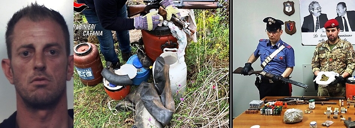 Randazzo, armi e droga interrati in un ovile: arrestato il proprietario