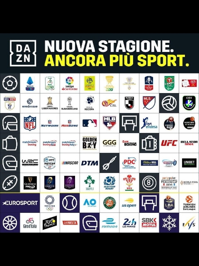 Nuova stagione Dazn, sempre pi&ugrave; sport