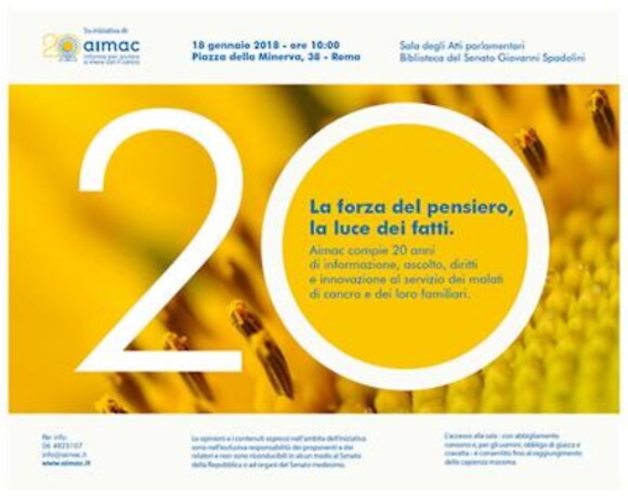 Tumori: informazione prima medicina, Aimac festeggia 20 anni