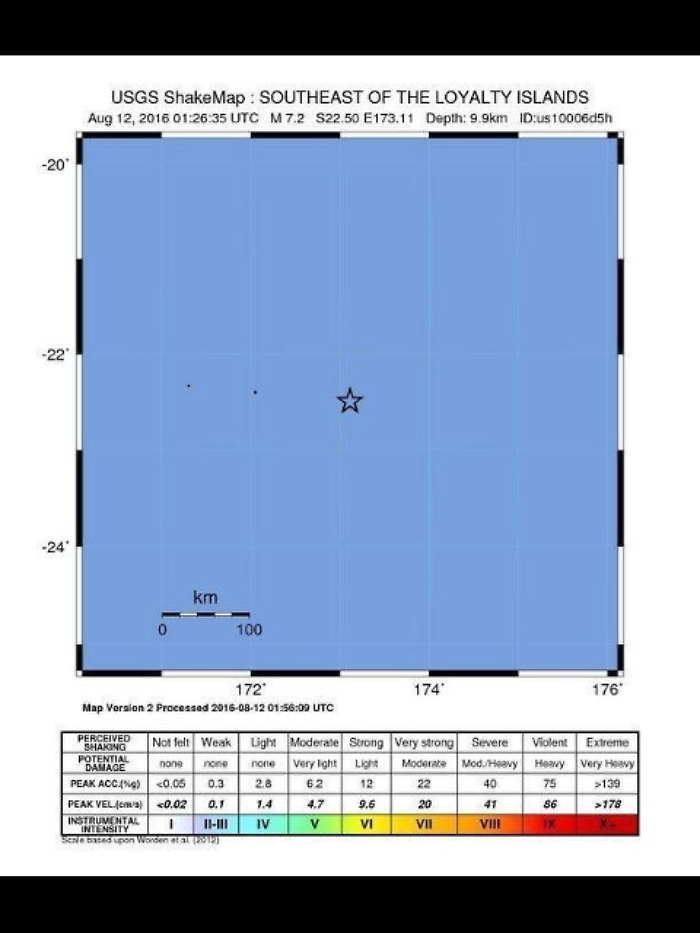 Nuova Caledonia, terremoto magnitudo 6.7