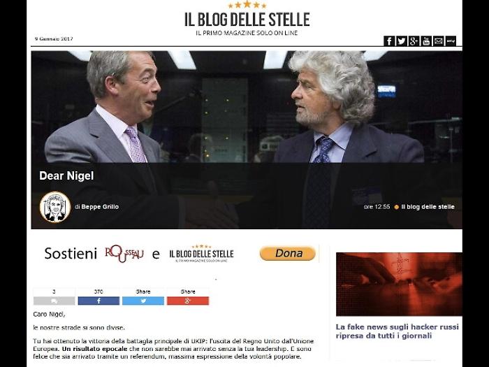Grillo a Farage, strade si dividono