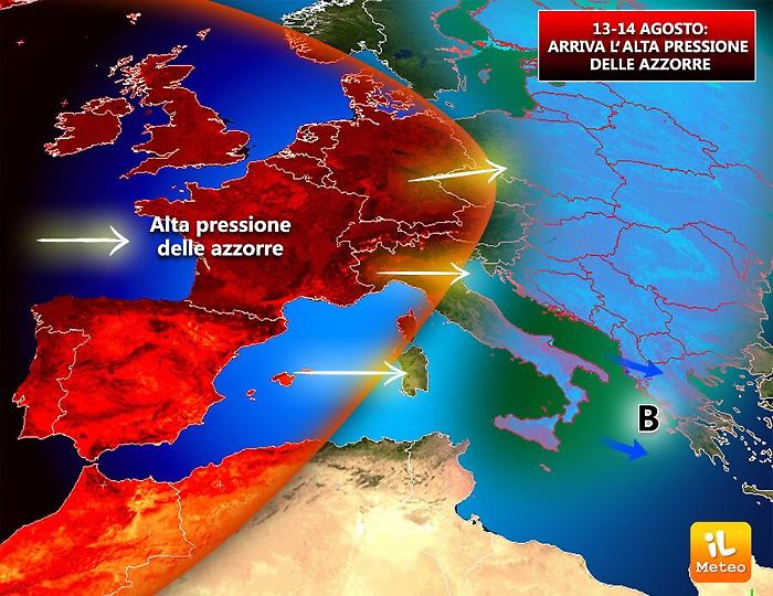 Torna l'alta pressione delle Azzorre: ancora caldo dopo Ferragosto