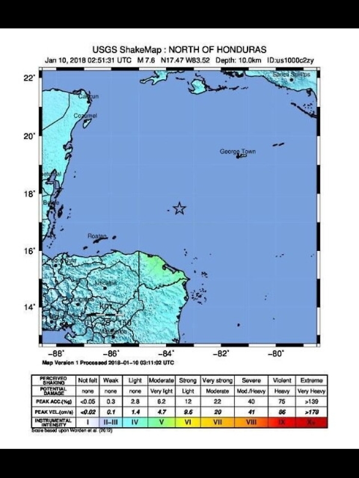 Sisma magnitudo 7.2 nel mar dei Caraibi