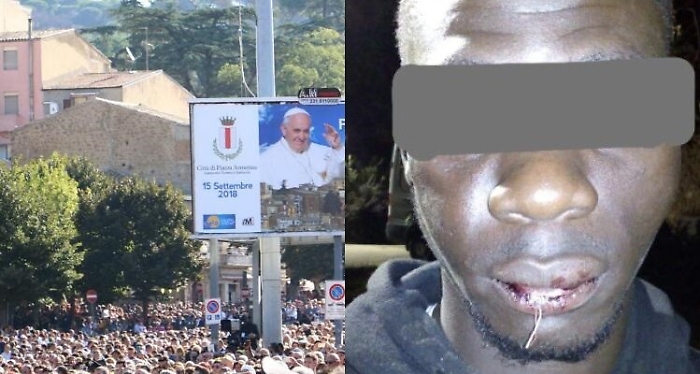 Calci in faccia a migrante a Piazza Armerina dopo la visita del Papa