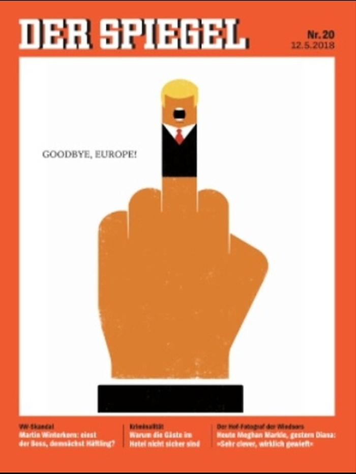 Copertina Spiegel con Trump-dito medio