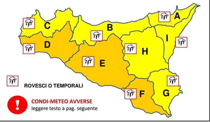 Meteo, met&agrave; Sicilia si colora di arancione: &egrave; allerta