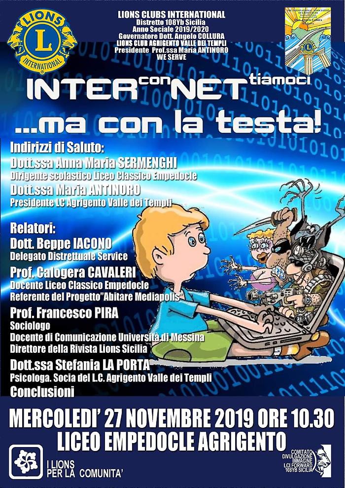 "Interconnettiamoci...con la testa": iniziativa del Lions club Valle dei templi