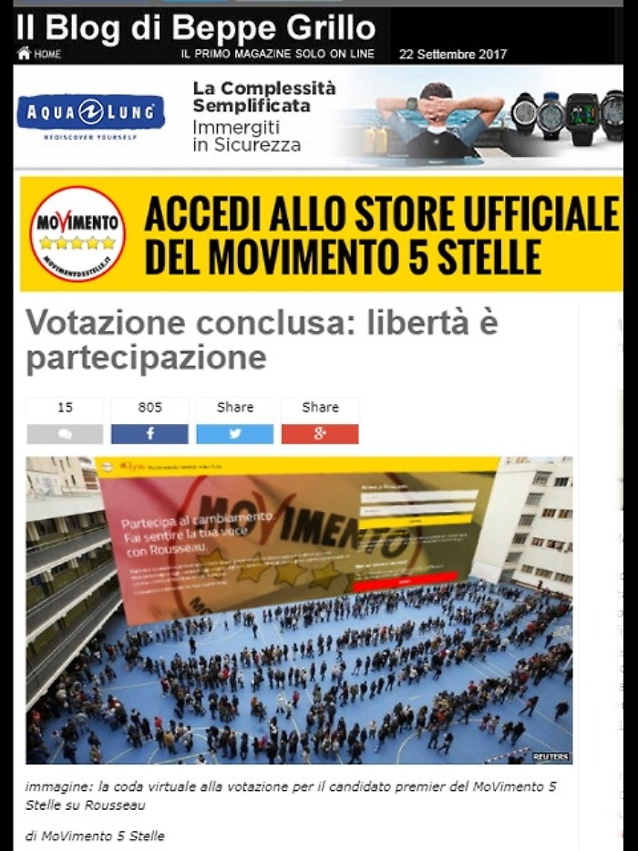 Blog Grillo, altissima partecipazione
