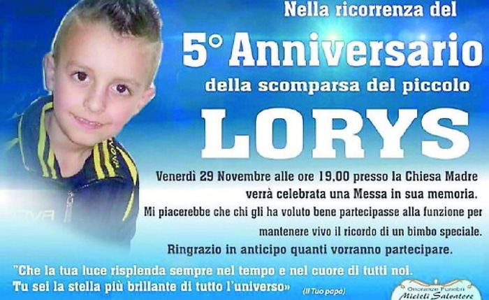 &laquo;Cinque anni senza Lorys&raquo;, il ricordo di pap&agrave; Davide