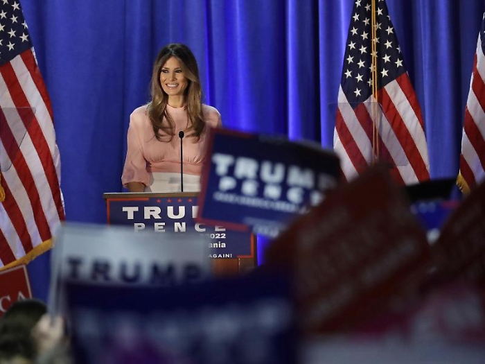 Melania Trump, husband of Republican presidential candidate Donald Trump, speaks at the Main Line Sports Center in Berwyn, Pa., Thursday, Nov. 3, 201