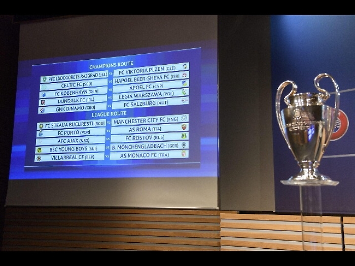 Champions: playoff al via, il 17 la Roma