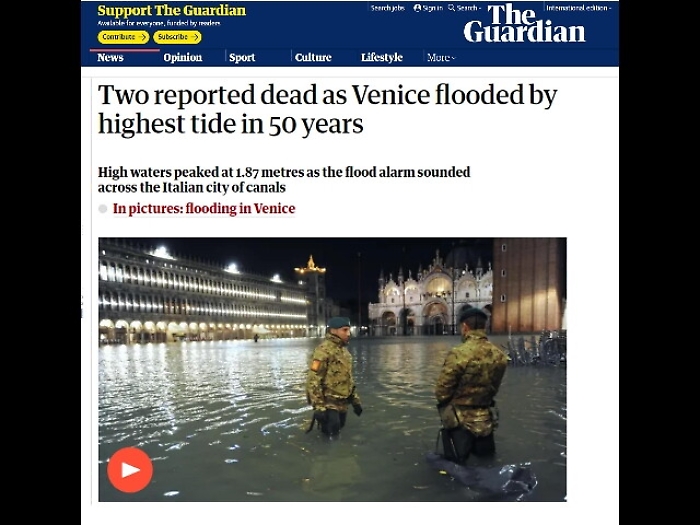 Venezia sott'acqua nei media stranieri