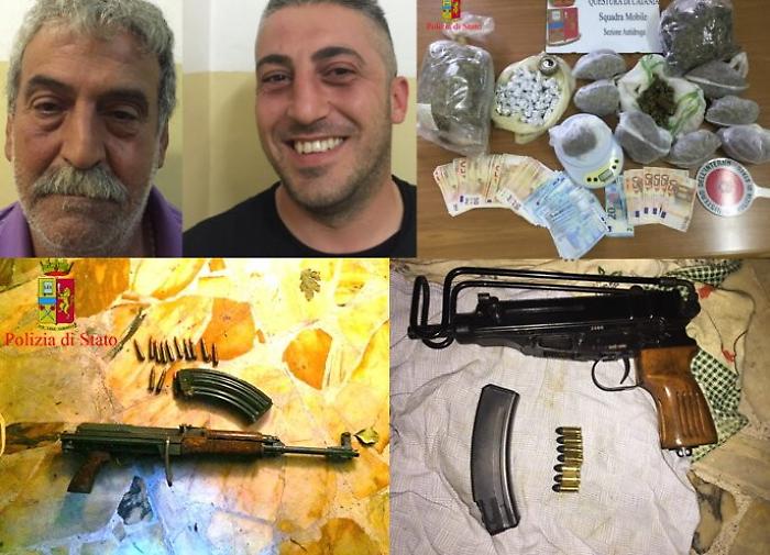 Marijuana e kalashnikov in casa, arrestati padre e figlio a Catania