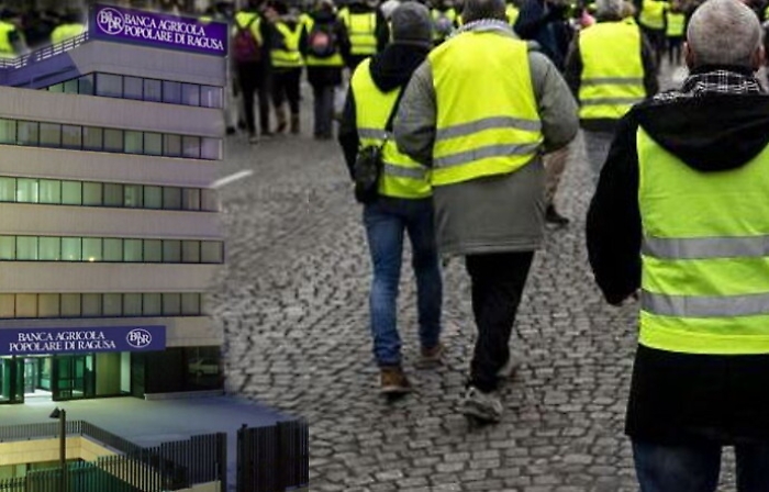 Spuntano a Ragusa i gilet gialli: protesta dei piccoli azionisisti della banca Bapr