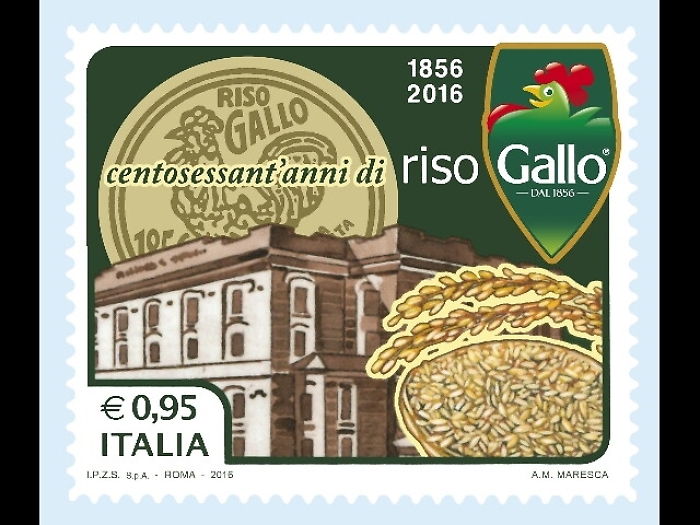 Francobollo per i 160 anni Riso Gallo