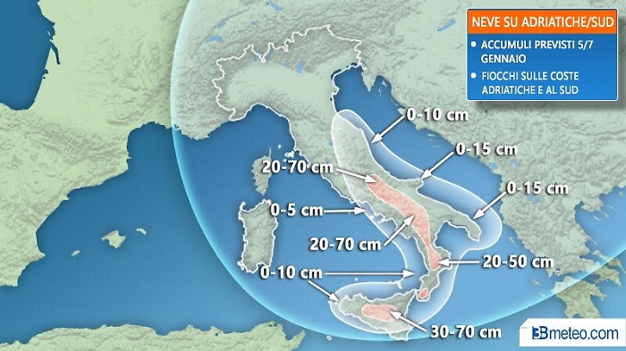 La penisola nella morsa del freddo: &egrave; la corrente gelida pi&ugrave; forte degli ultimi 20 anni 