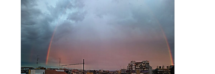 Catania: arcobaleno al tramonto del 22 maggio