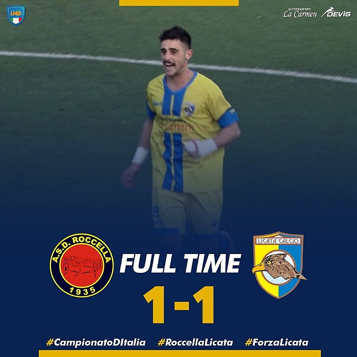 Calcio serie D: il Licata impatta a Roccella Jonica