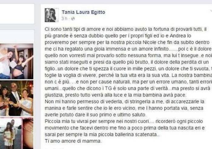 La mamma di Nicole su Facebook &laquo;Vivrai per sempre nei nostri cuori&raquo;