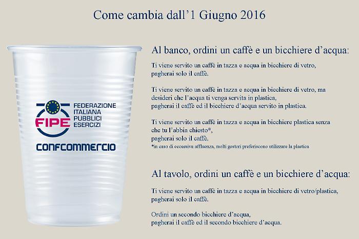 Un bicchere d'acqua al bar? Se richiesto ed &egrave; di plastica avr&agrave; un costo di 10cent