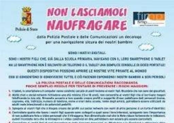 &rdquo;Non lasciamoli naufragare&rdquo; Il decalogo per i minori sul web