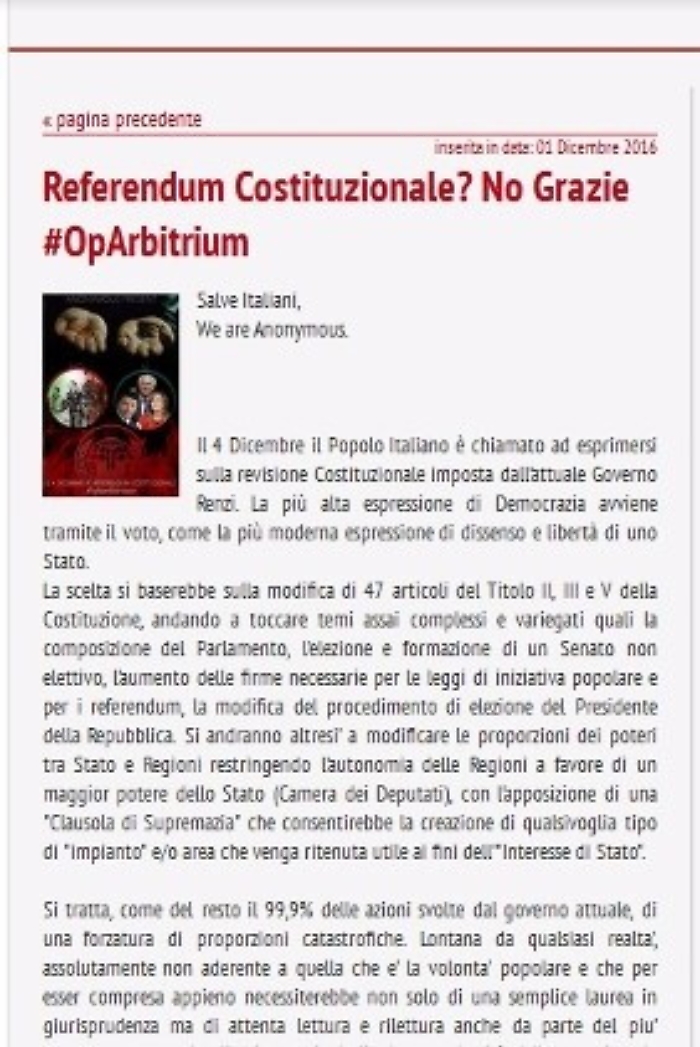 Anonymous hackera siti Pd in Sicilia