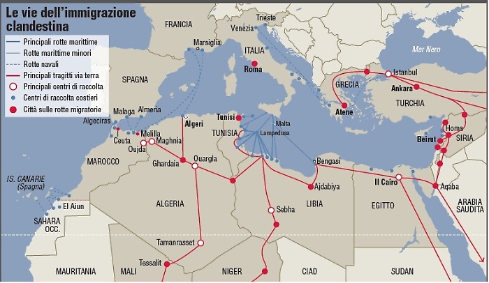Ecco le rotte dei migranti Uno su dieci non ce la fa