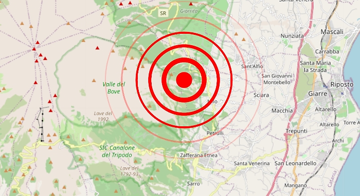 Epicentro terremoto Etna