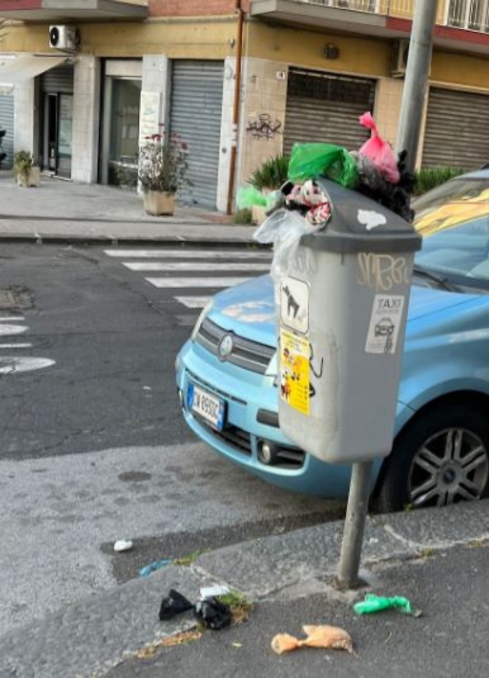 Catania contenitori deiezioni via Torino e Via Quieta